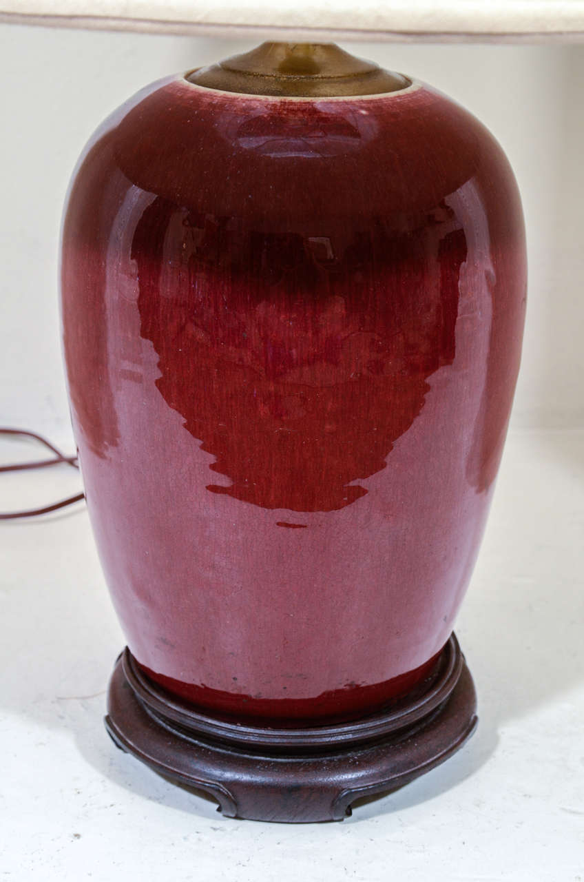 Chinese Oxblood Melon Shaped Jar as Table Lamp In Excellent Condition In New York, NY