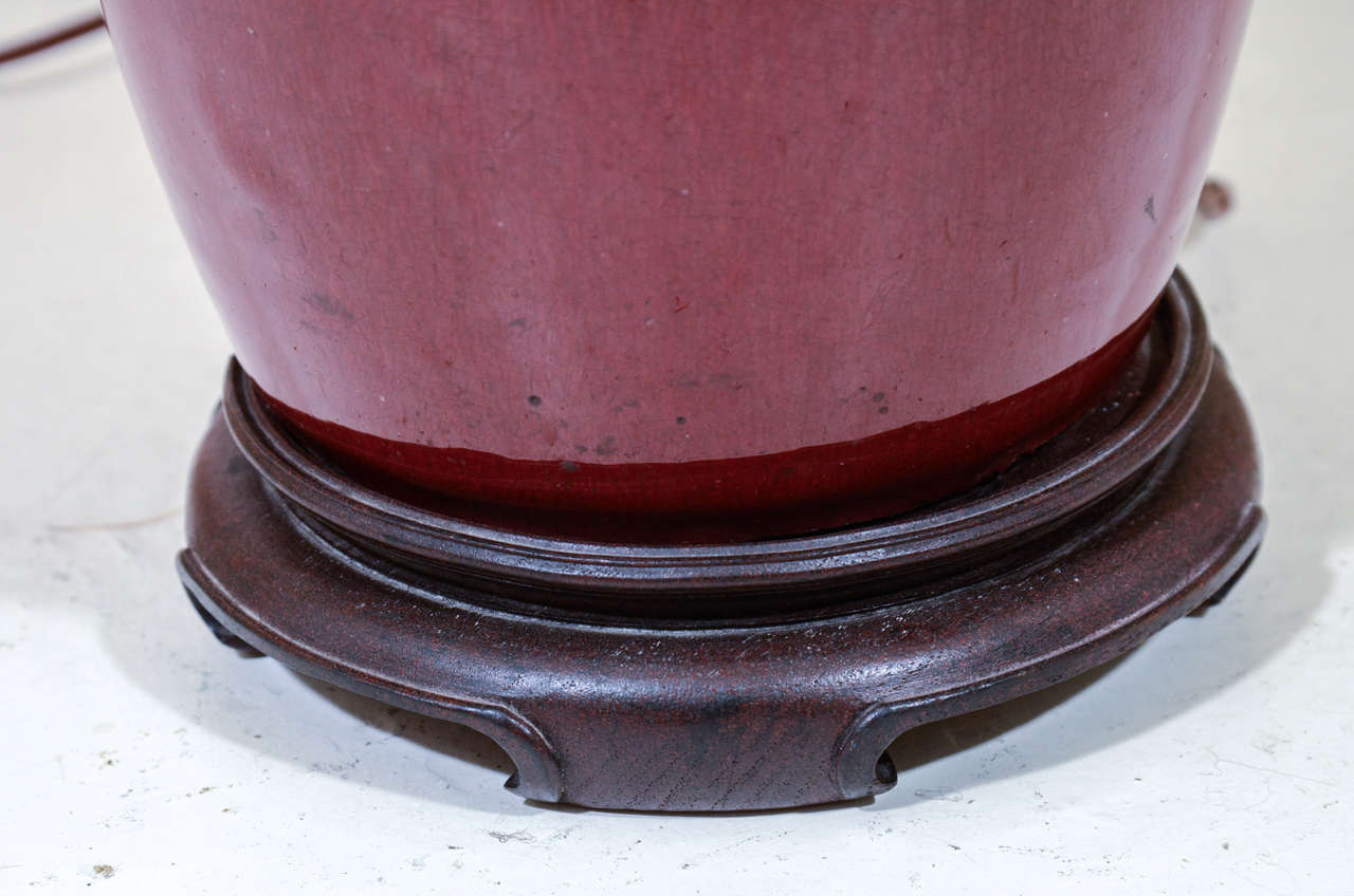 19th Century Chinese Oxblood Melon Shaped Jar as Table Lamp