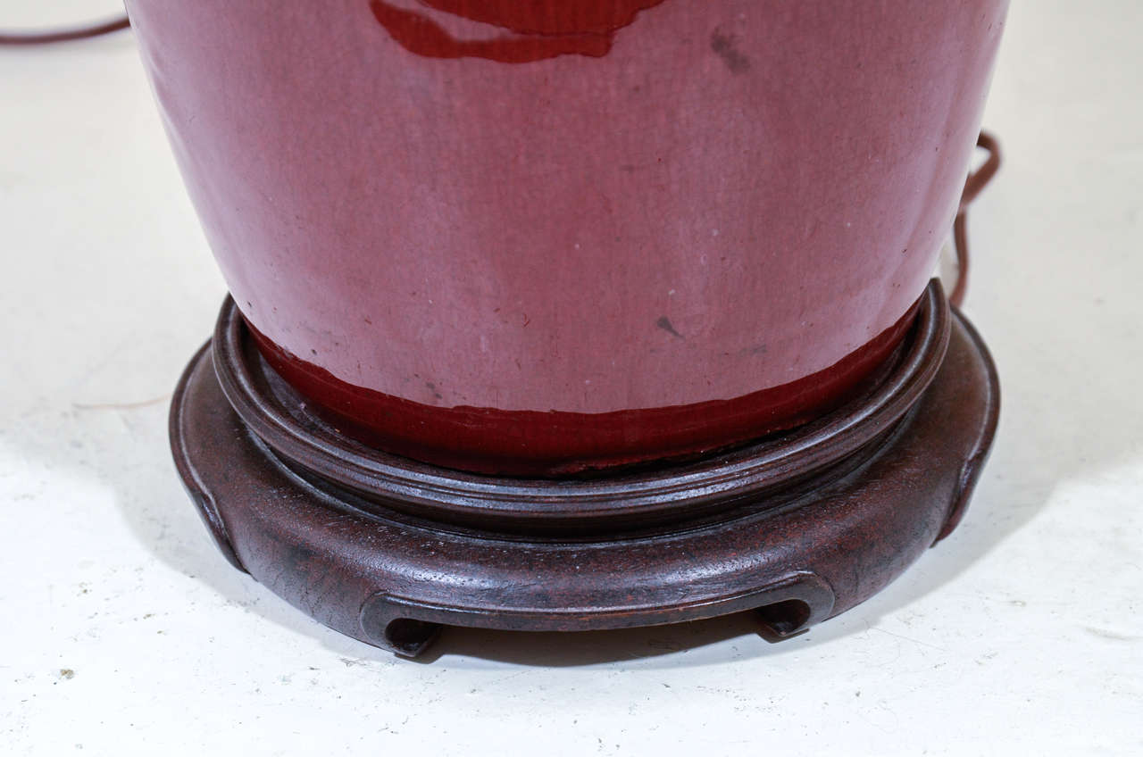 Chinese Oxblood Melon Shaped Jar as Table Lamp 1