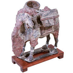 Tang Ceramic Camel on Wood Stand