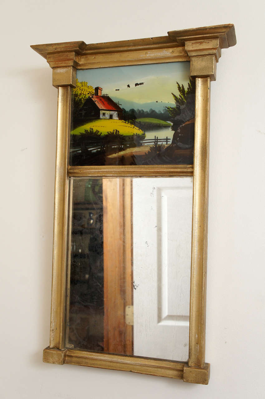 Mirror, Hudson Valley NY, with reverse painting on glass 1
