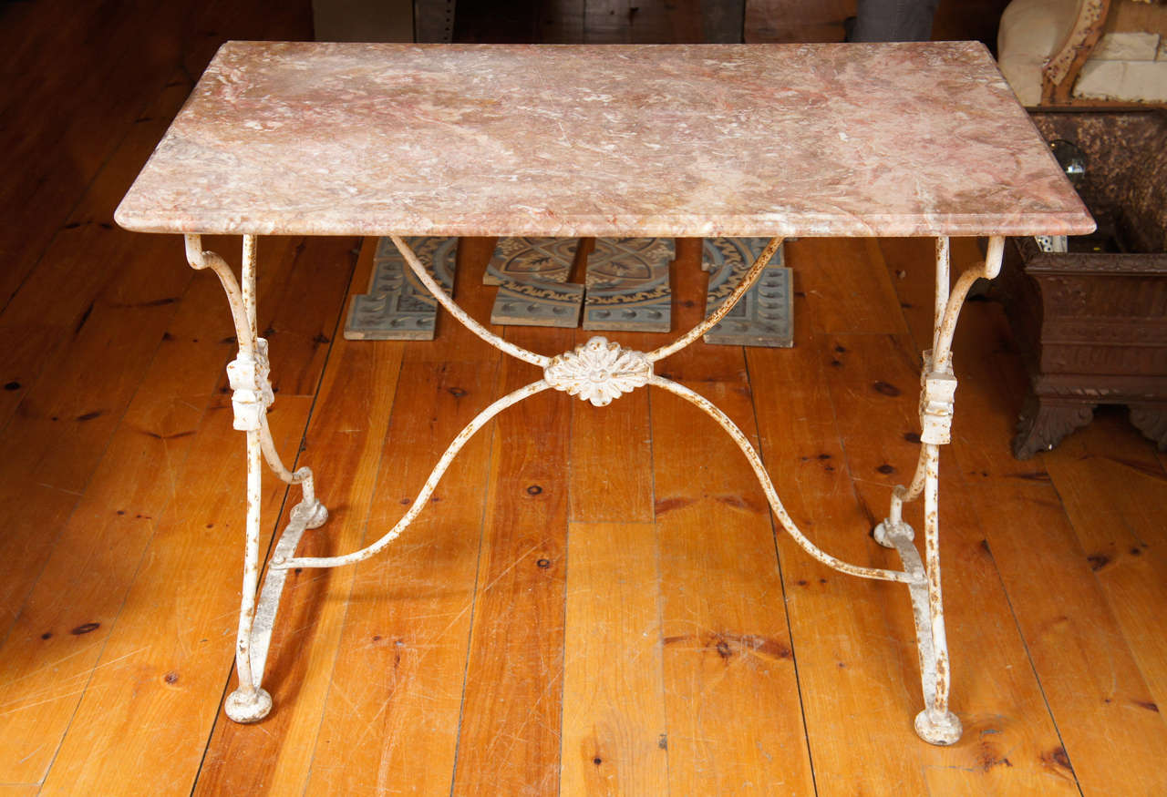 Arras France, Garden Table with Pink Marble Top