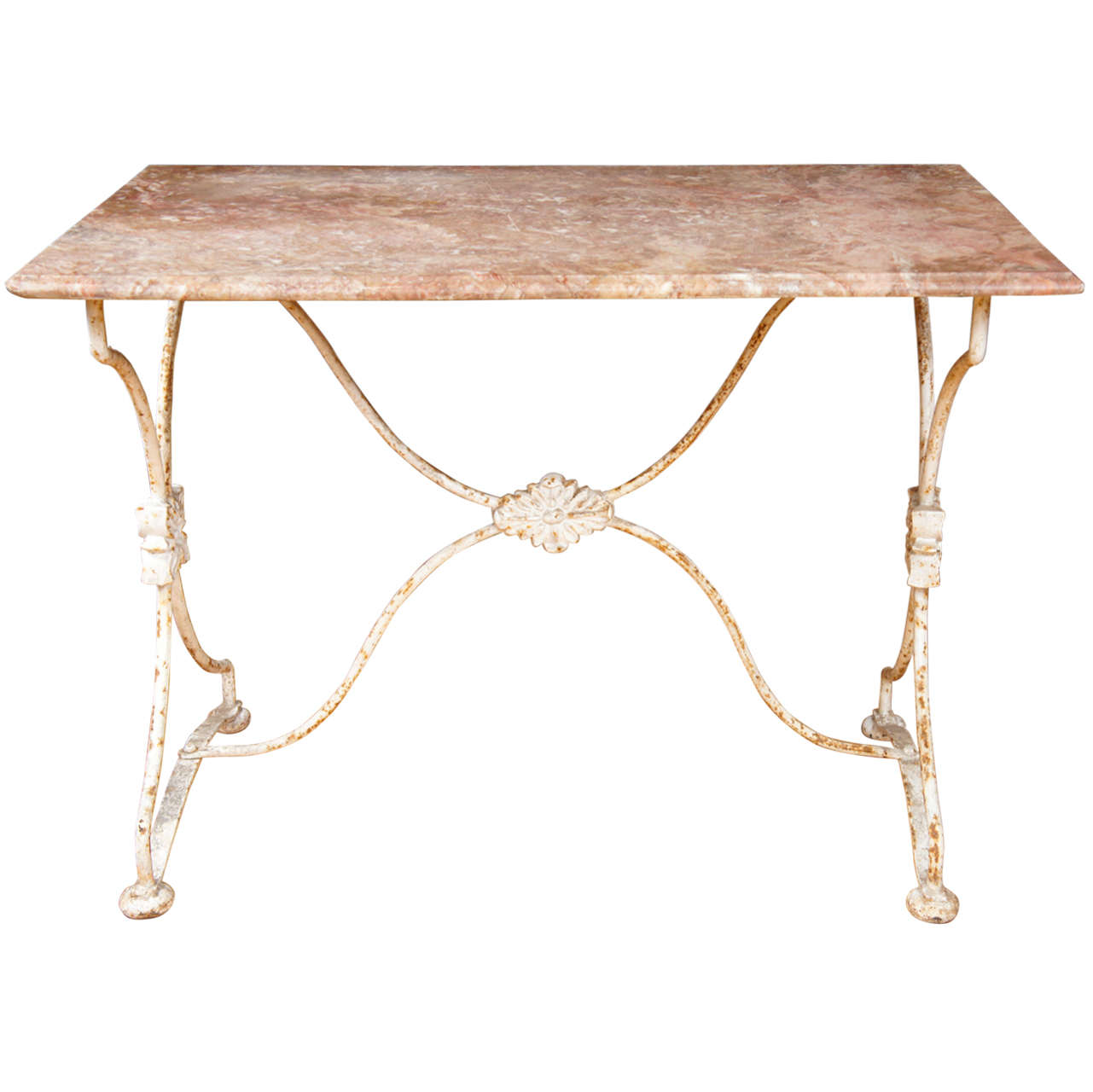 Arras France, Garden Table with Pink Marble Top For Sale