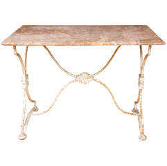 Arras France, Garden Table with Pink Marble Top