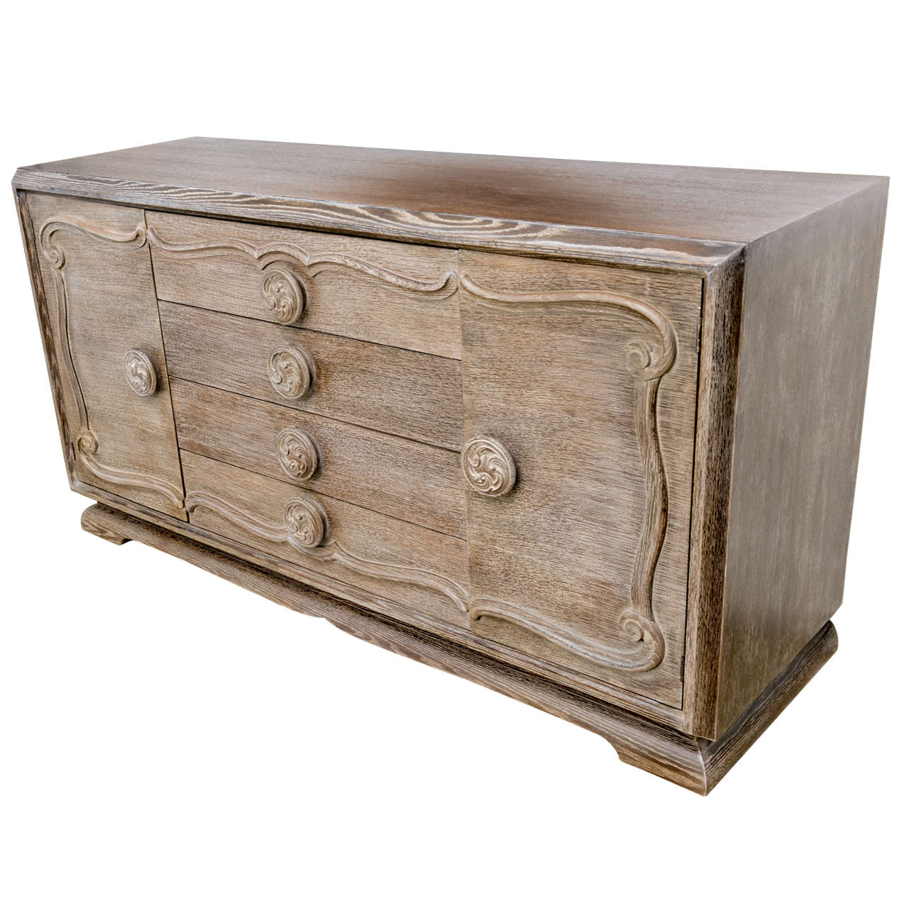 Chic 1940s James Mont At Cerused Oak  Dresser