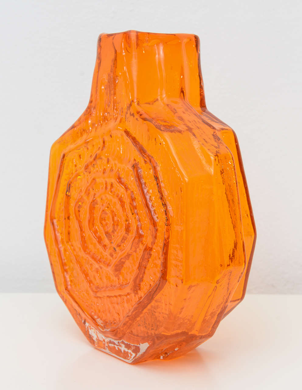 Modern Large Whitefriars Orange Banjo Vase 