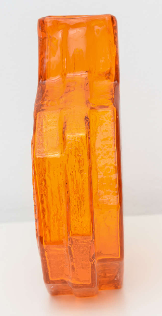 British Large Whitefriars Orange Banjo Vase 