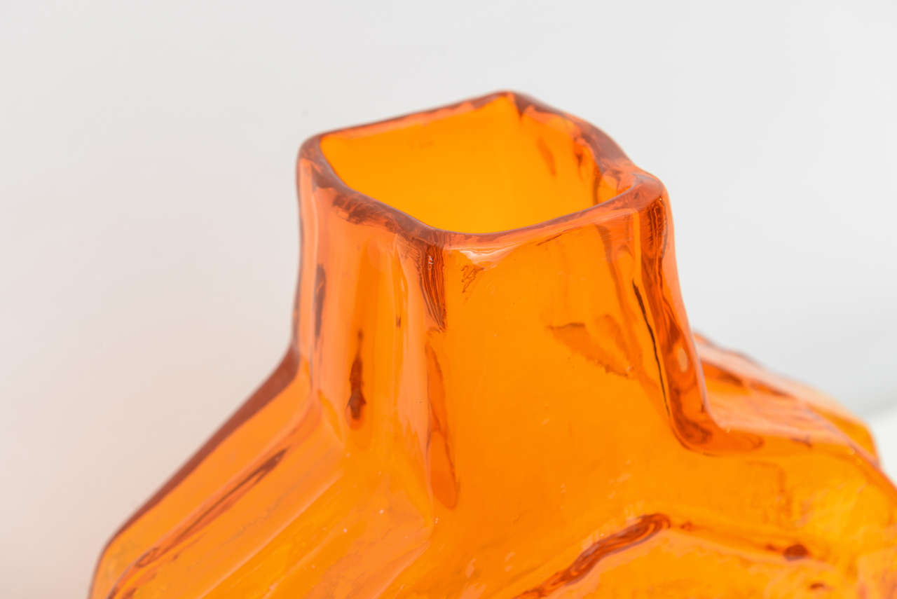 Mid-20th Century Large Whitefriars Orange Banjo Vase