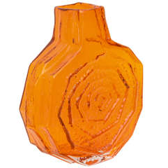 Retro Large Whitefriars Orange Banjo Vase 