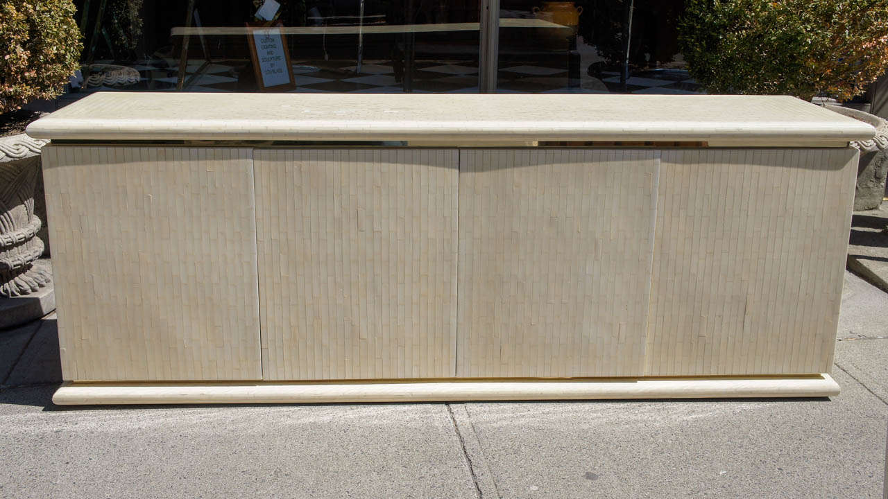 Tessellated Bone Cabinet in the Style of Karl Springer