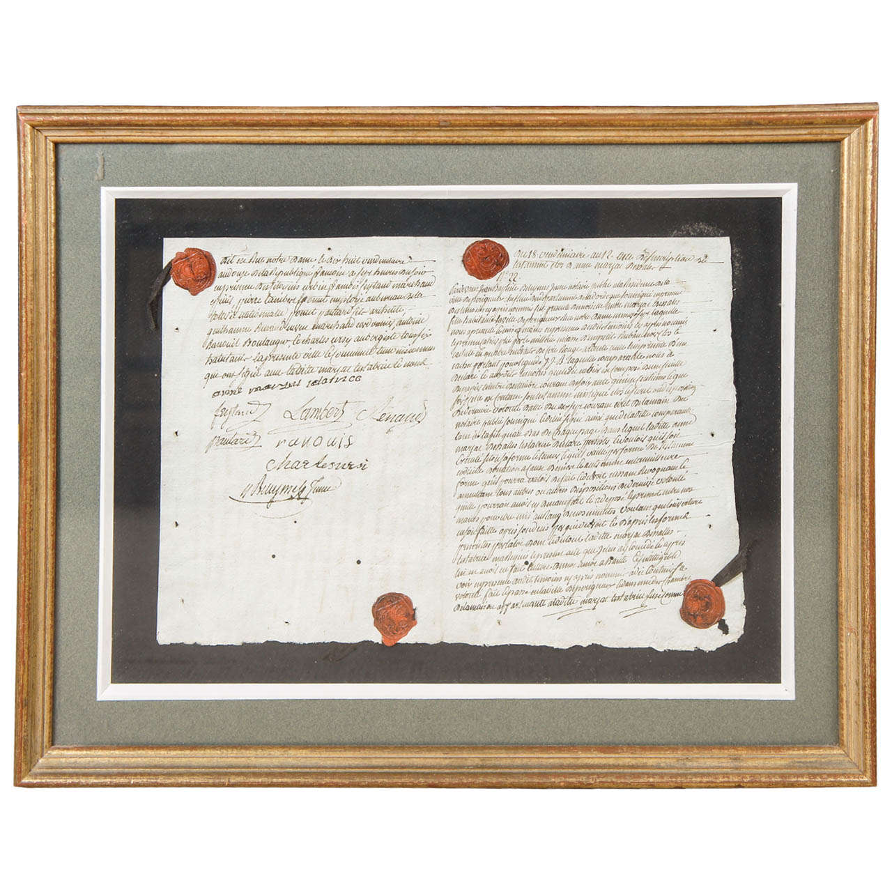 French 18th Century Framed Document For Sale