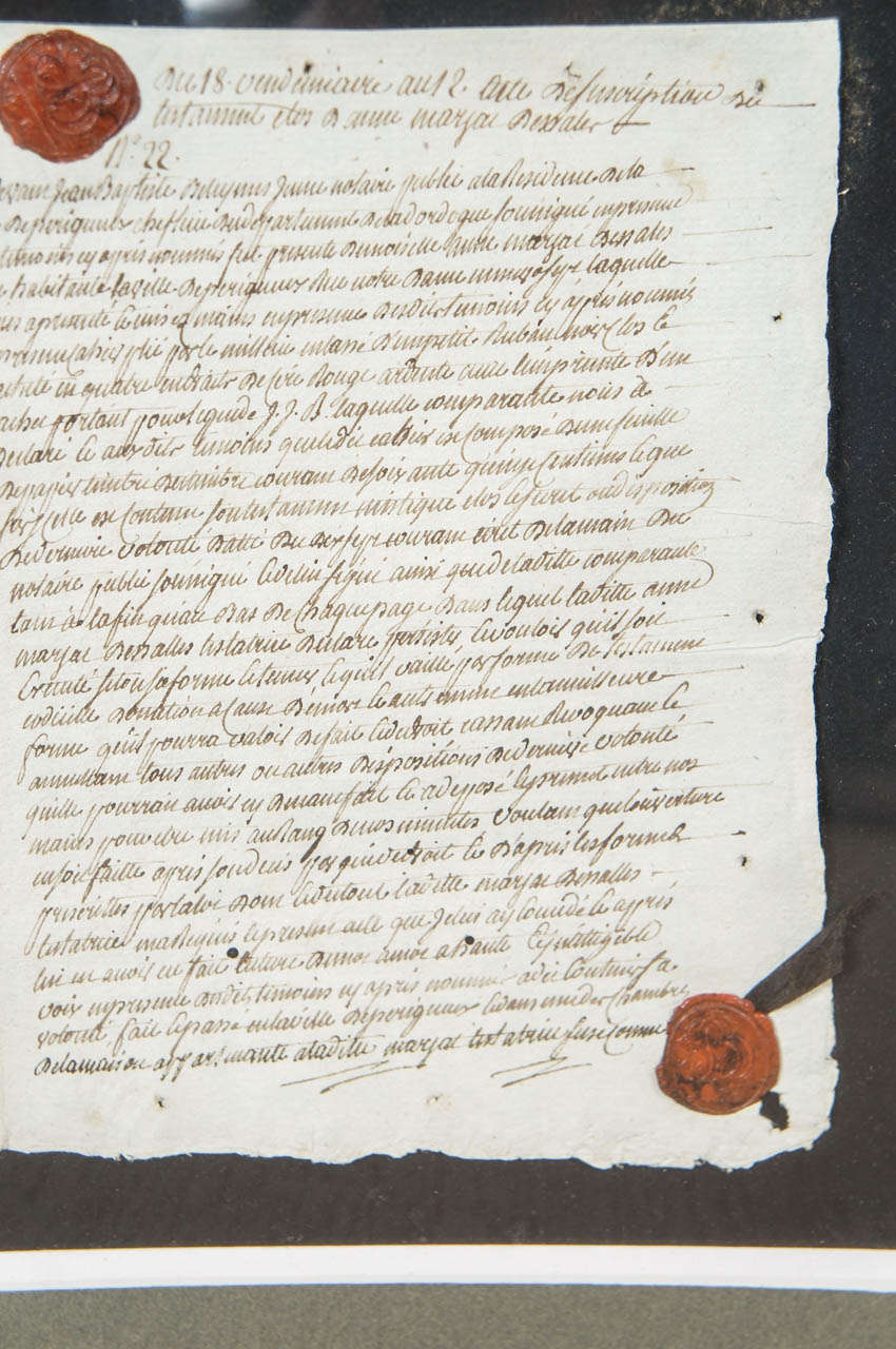 French 18th Century Framed Document In Excellent Condition For Sale In Hudson, NY