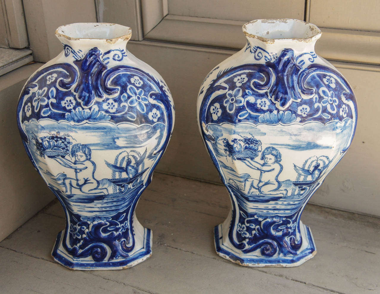 two fine 18th century Delft Pottery Vases.