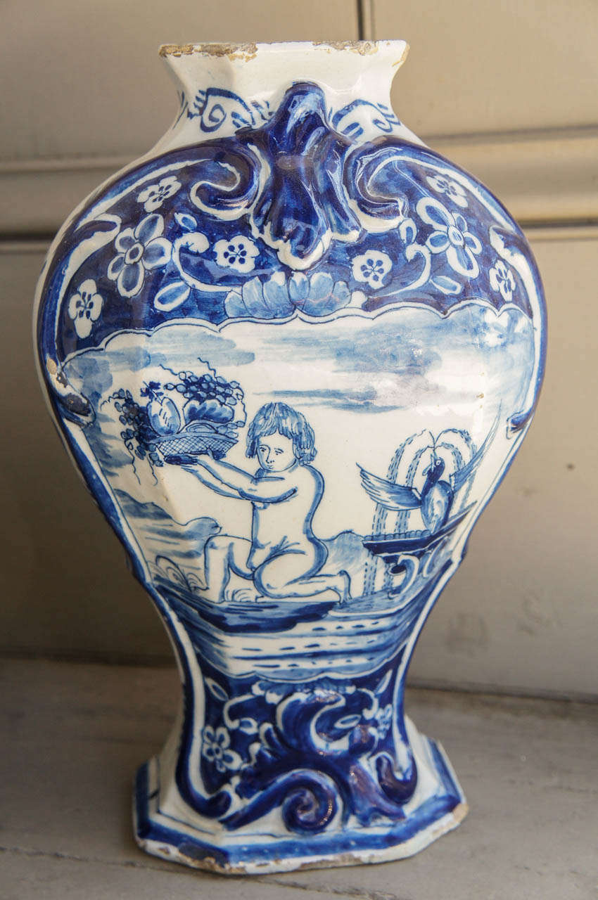 Two  18th Century Delft Pottery Vases In Good Condition In Hudson, NY