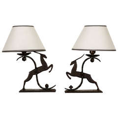 Pair of 1925 Table Lamps by Michel Zadounaïsky, Signed