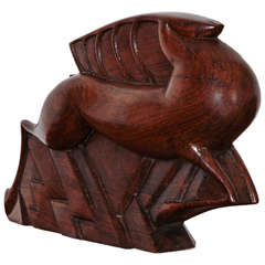 'Gazelle' Rosewood Art Deco Sculpture by Jacques Adnet, 1926 2