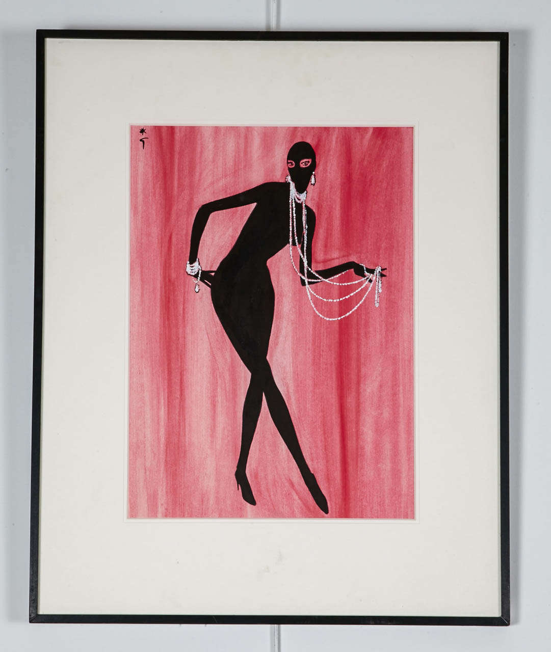 1953 study for a Jacques Fath lingerie project. This René Gruau watercolor is signed on the top left. This work illustrates Gruau's rememberance of the iconic actress Musidora who was one of his close friends.

Musidora (whose real name is Jeanne