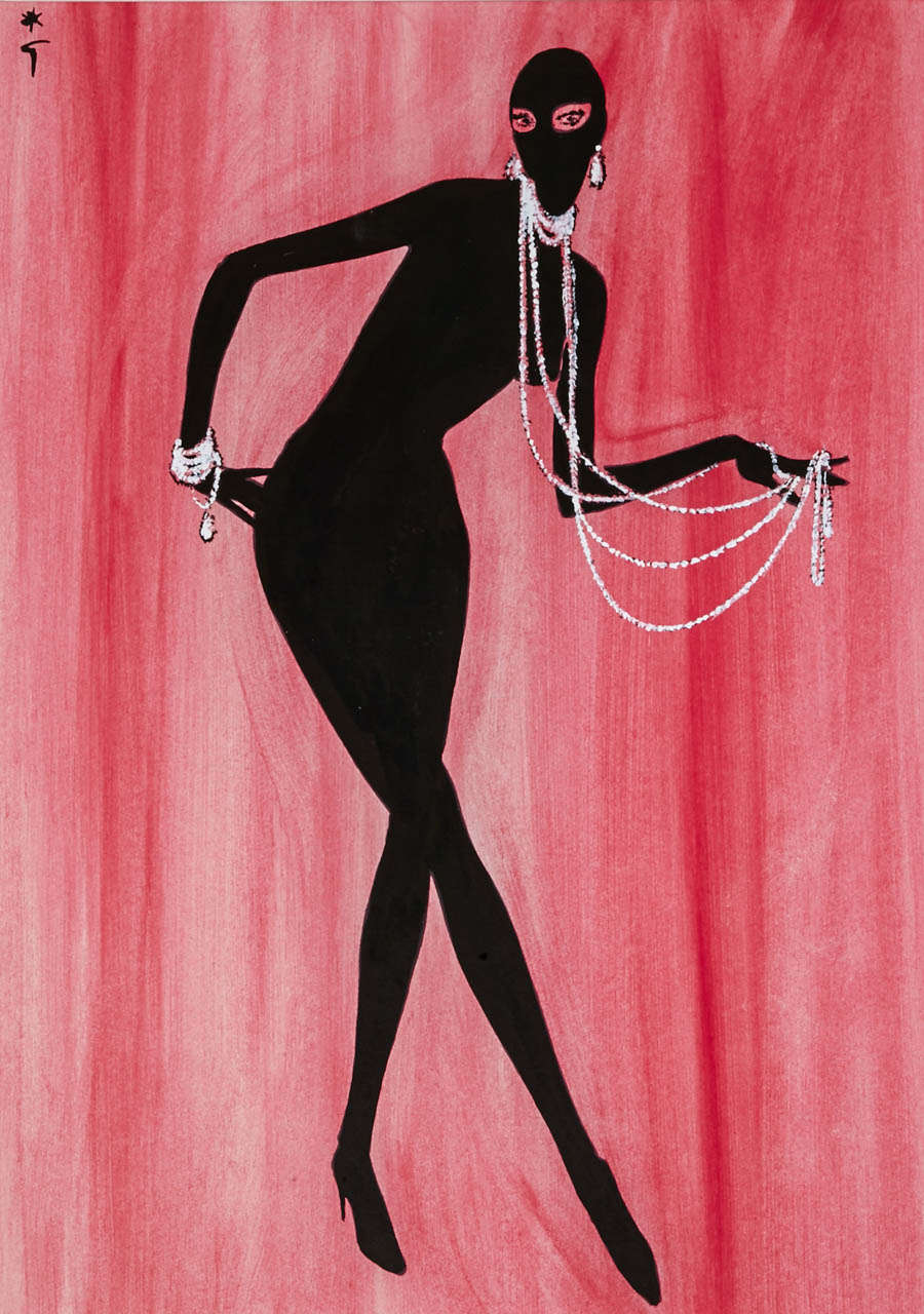 1953 Original Watercolor by René Gruau In Excellent Condition In Paris, FR