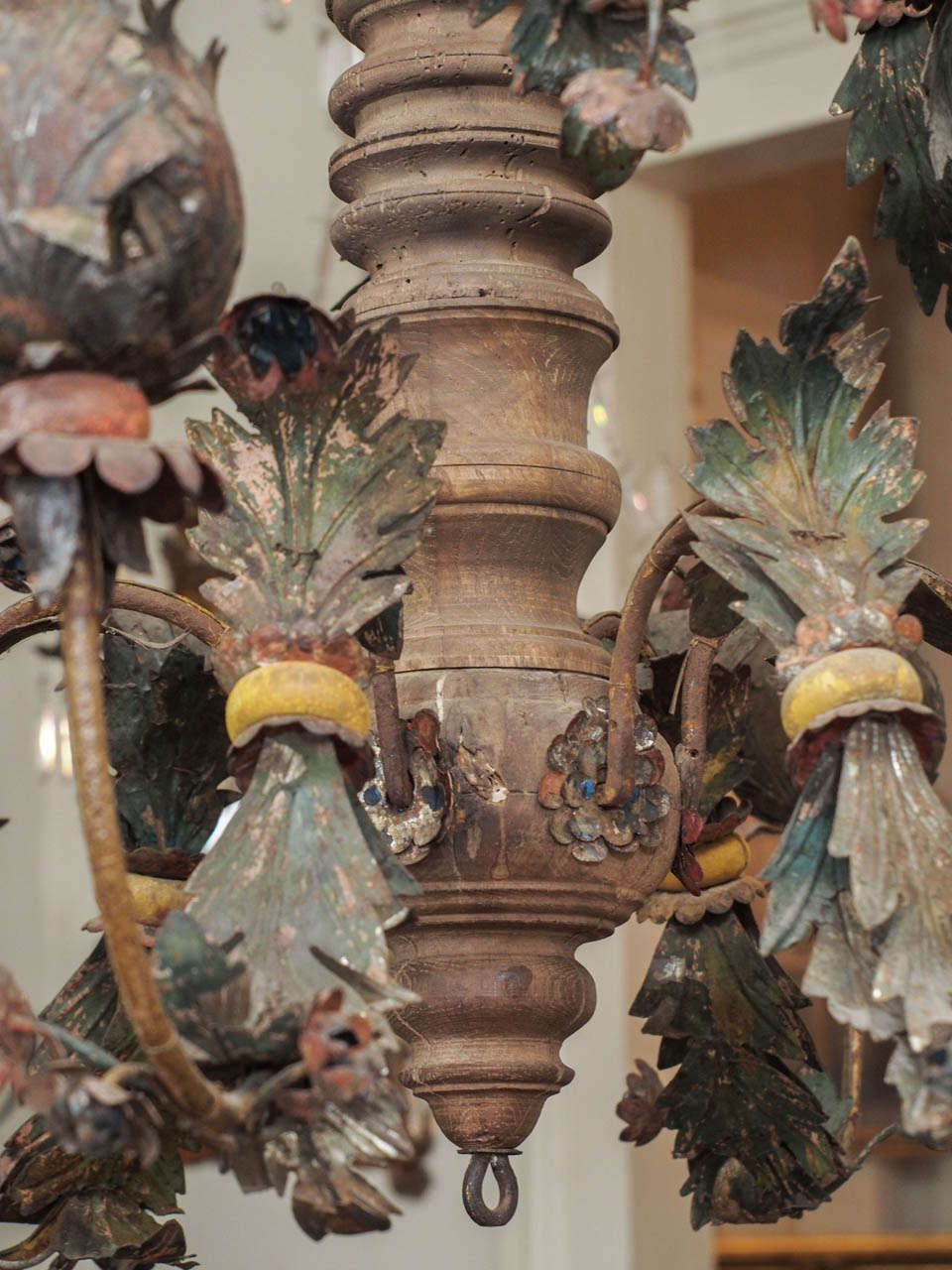 Monumental 18th Century Tole and Wood Chandelier For Sale 1