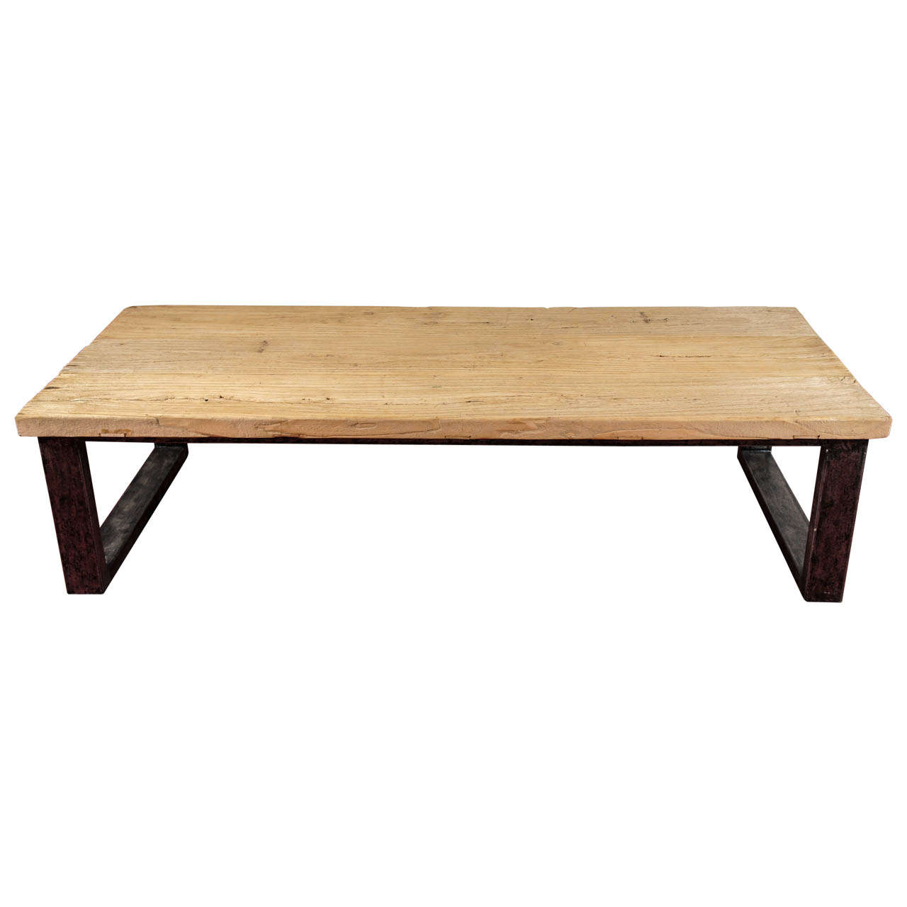 Industrial-Style Teak Wood Coffee Table