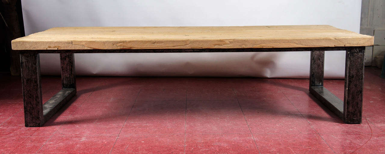 Unknown Industrial-Style Teak Wood Coffee Table