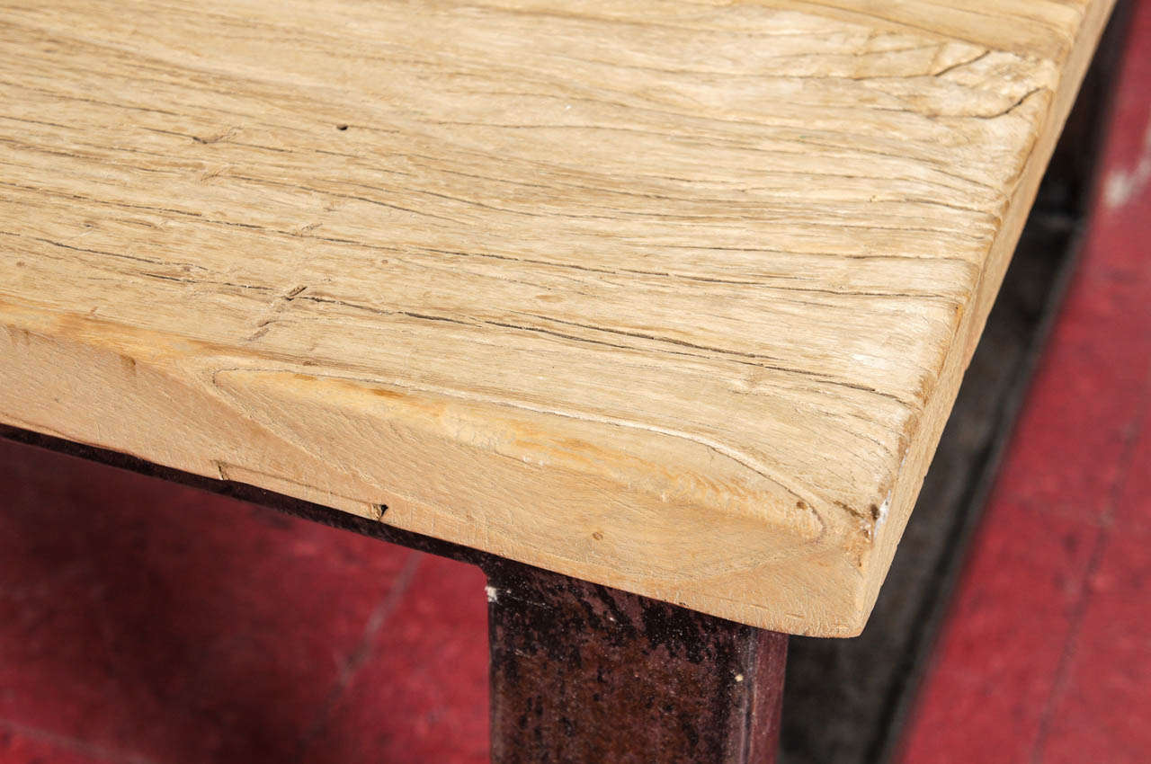 20th Century Industrial-Style Teak Wood Coffee Table