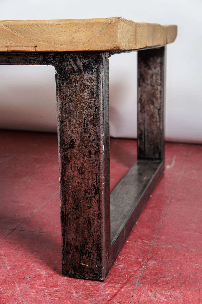 Iron Industrial-Style Teak Wood Coffee Table