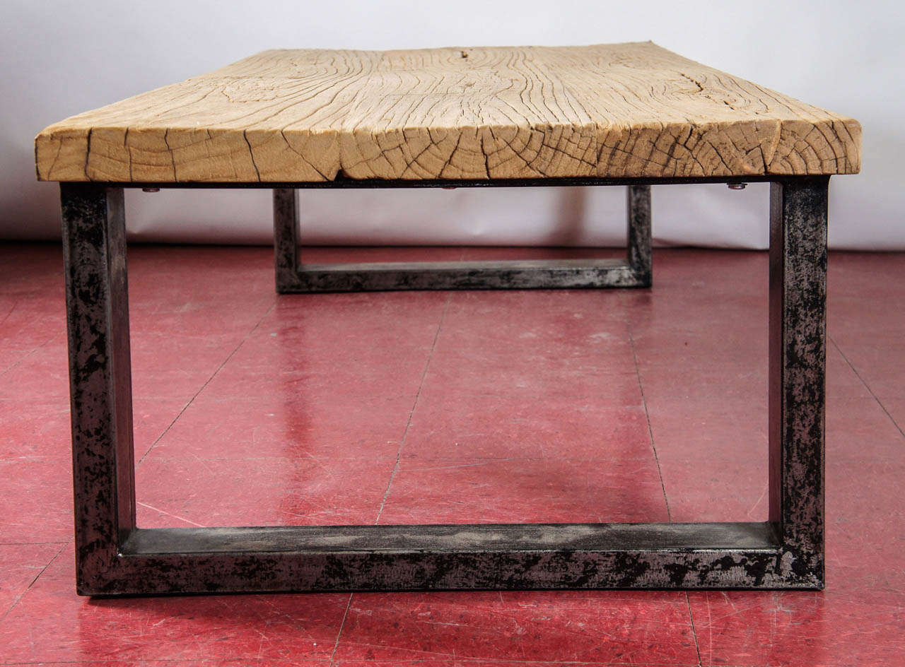 Industrial-Style Teak Wood Coffee Table 1