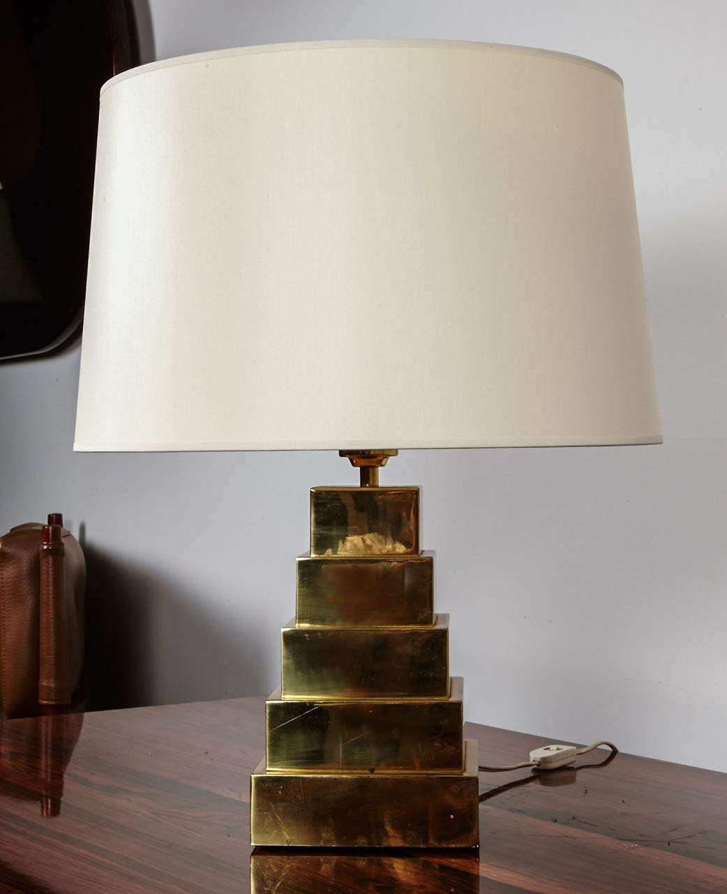 Pair of Unusual Brass Pyramid Lamps
