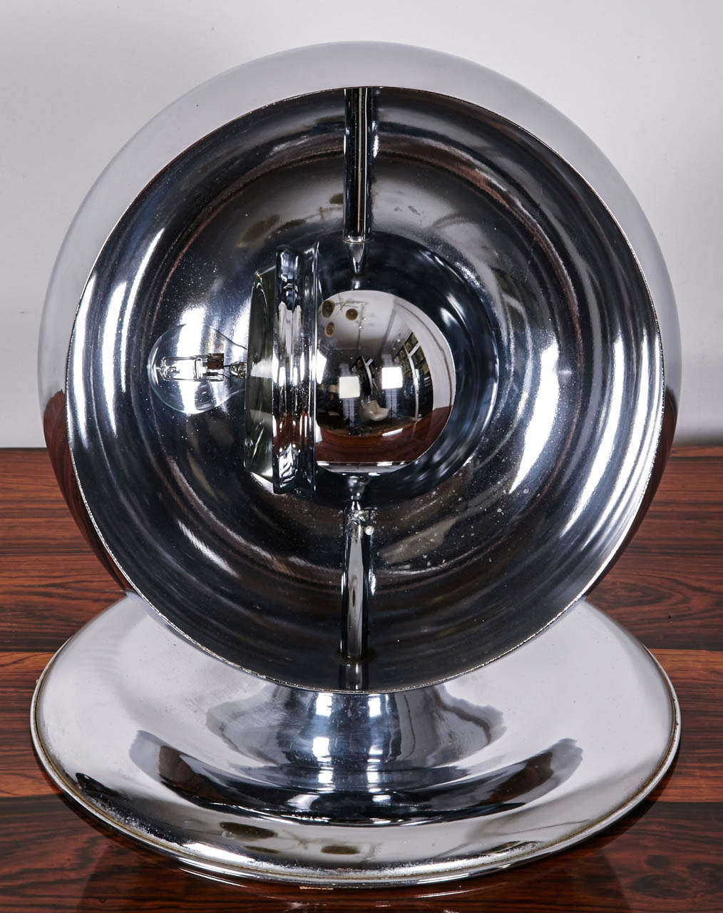 Mid-Century Modern Globe Chromed Metal Table Lamp