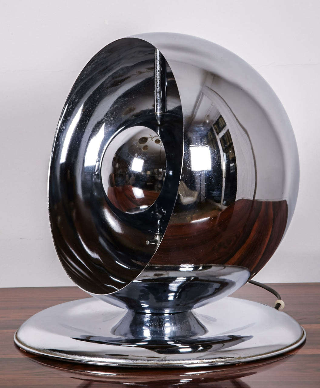 Italian Globe Chromed Metal Table Lamp
