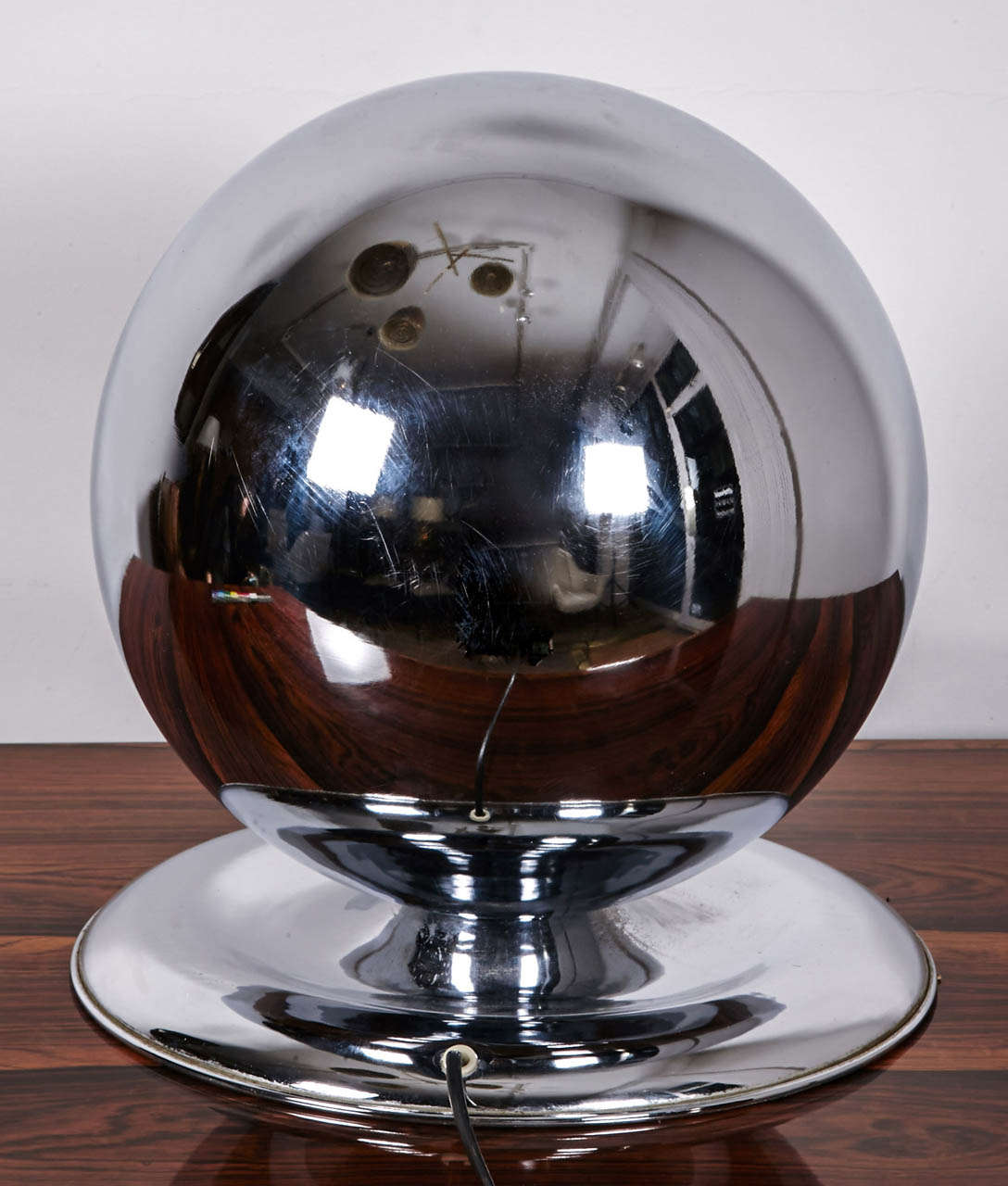 Late 20th Century Globe Chromed Metal Table Lamp