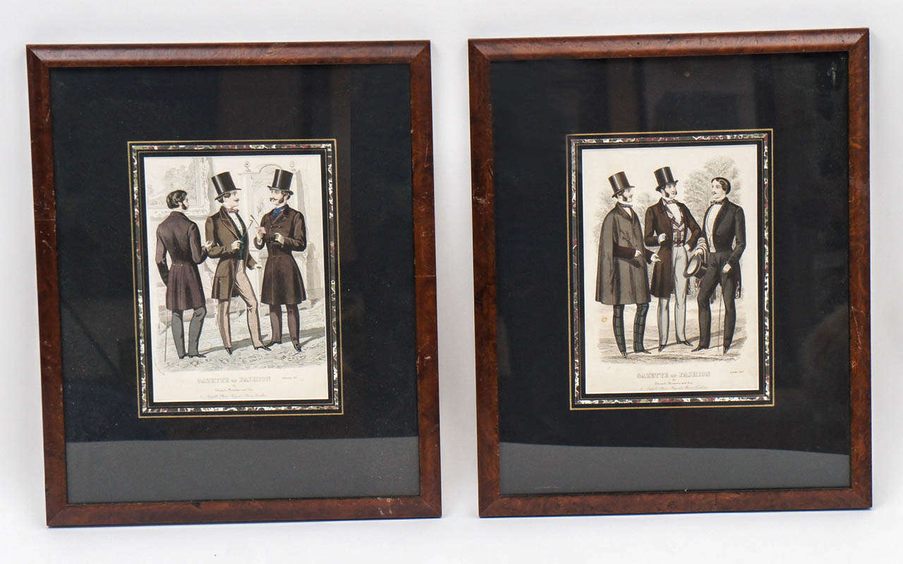 Pair of 19th Century Framed English Male Fashion Prints