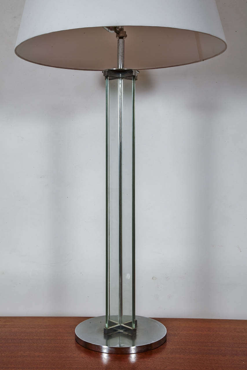 High Glass Table Lamp by Jacques Adnet, 1930 In Good Condition In Paris, FR