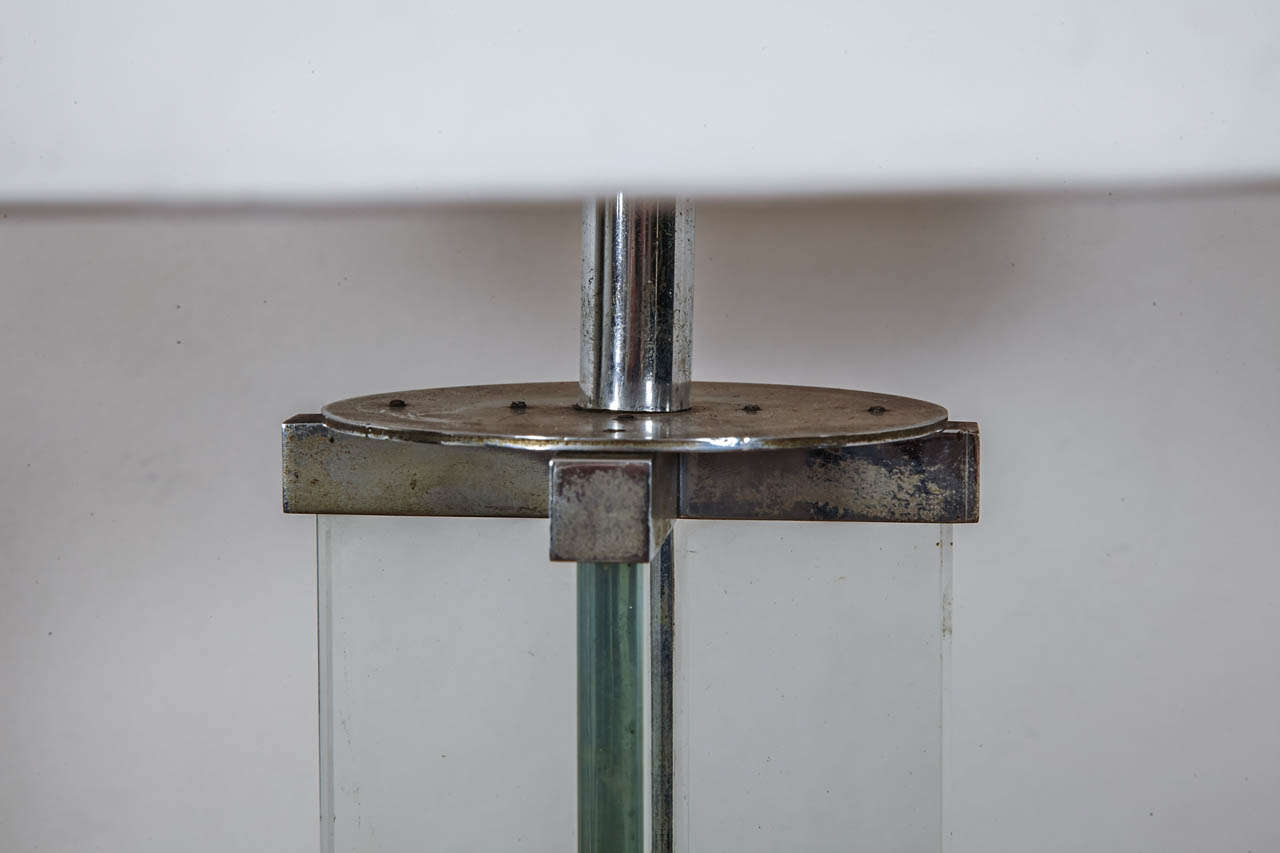 Chrome High Glass Table Lamp by Jacques Adnet, 1930