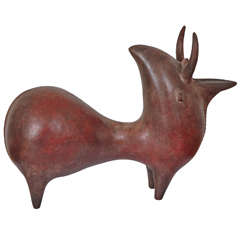 Vintage Brown Ceramic as Stylized Bull by François Raty, circa 1950