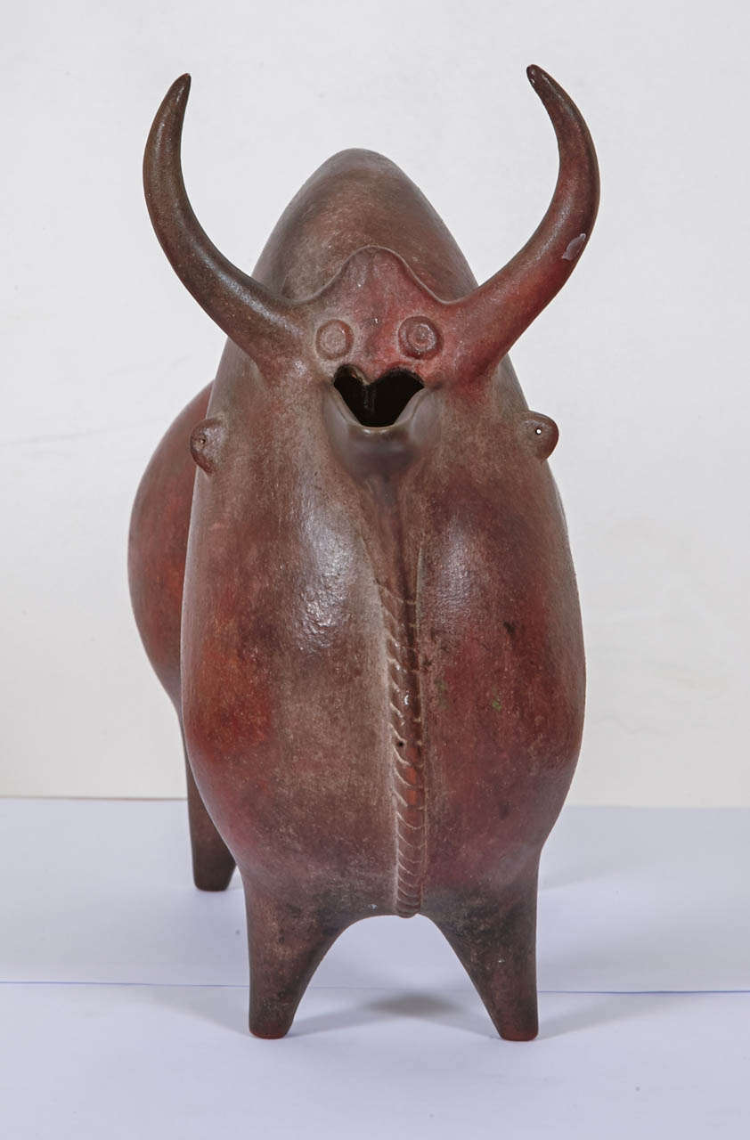 French Brown Ceramic as Stylized Bull by François Raty, circa 1950