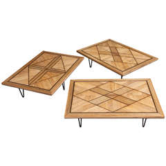 Set of Three Parquetry Coffee Tables