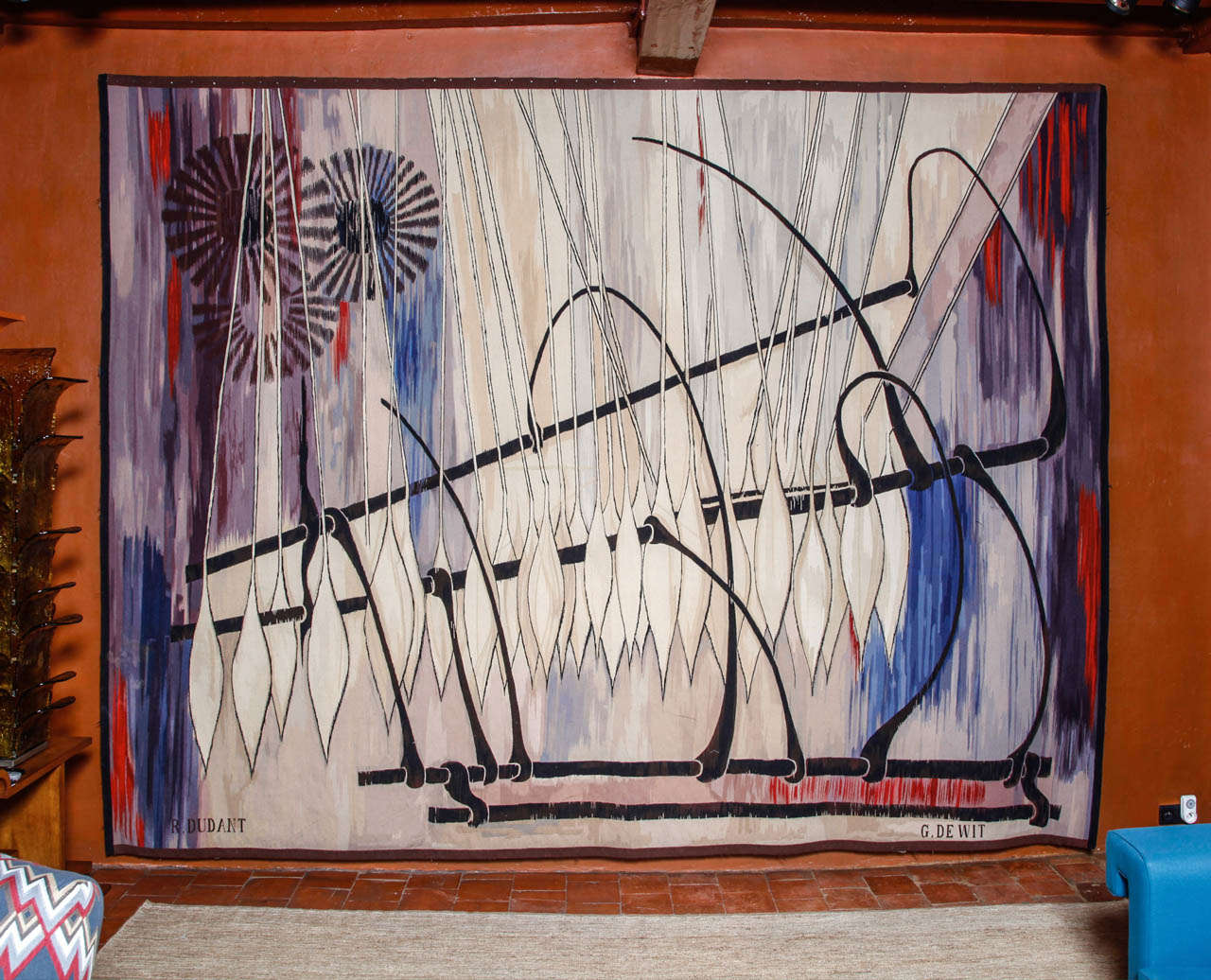 Belgian 1950s tapestry signed Dudant - De Wit For Sale