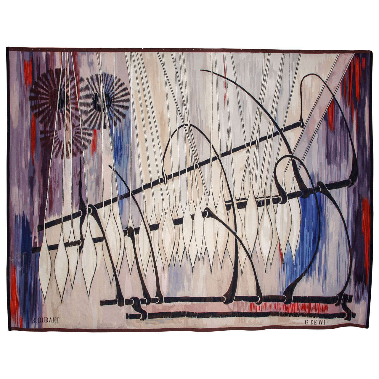 1950s tapestry signed Dudant - De Wit For Sale