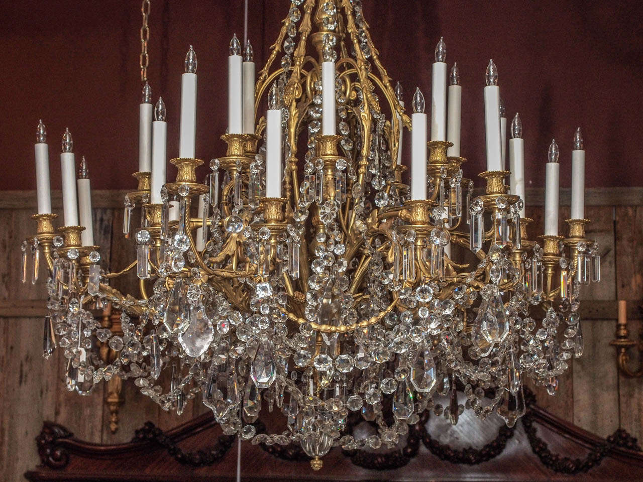 XIX secolo Antico lampadario francese Napoleone III in cristallo Baccarat e Ormolu in vendita