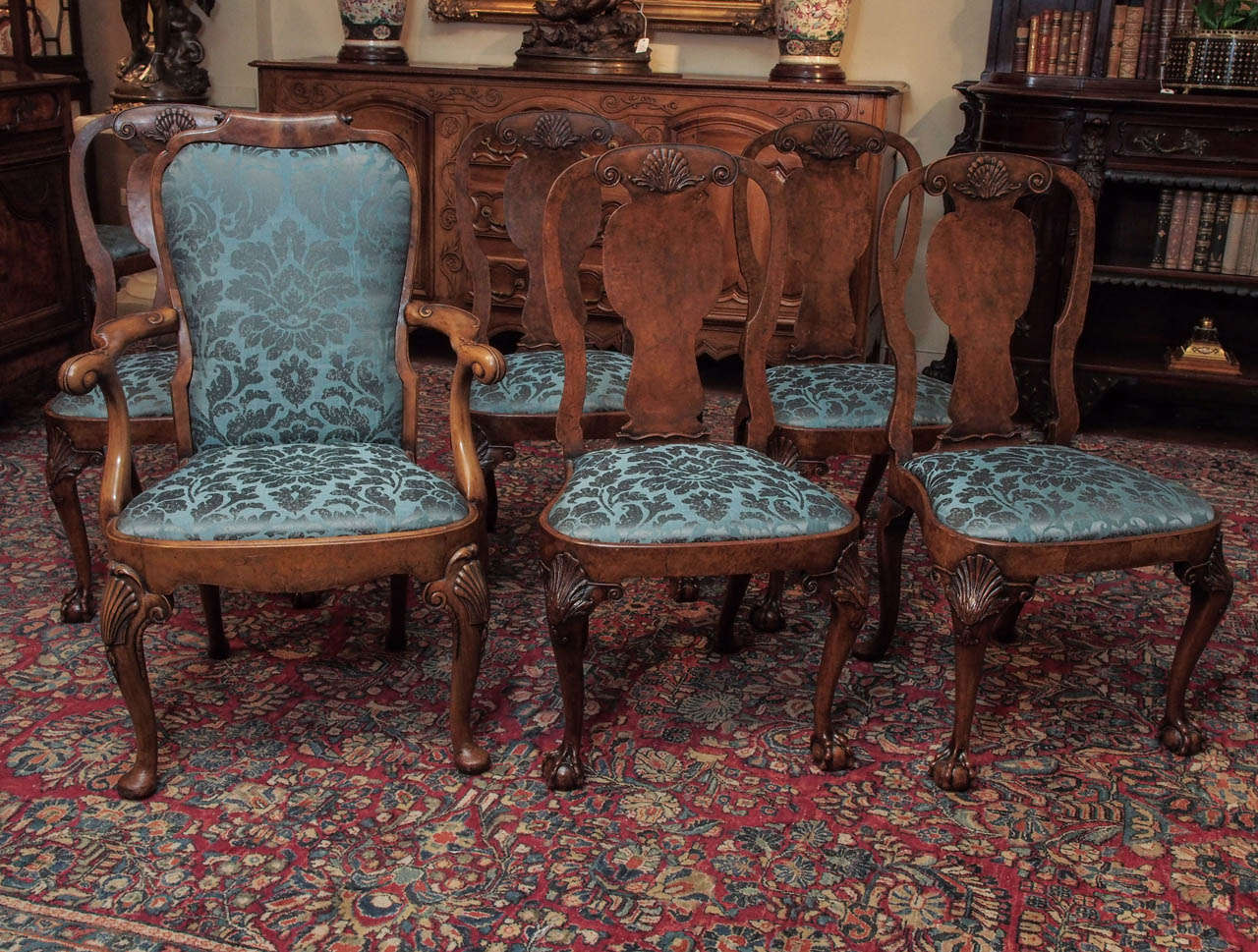 Exceptional quality.
10 side chairs and 2 arm-chairs
Measurements for arm-chairs are: 40.40