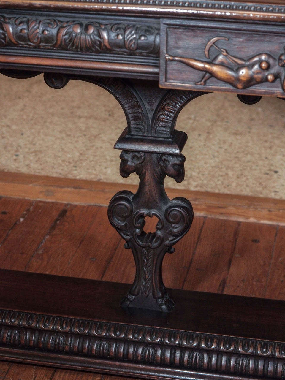 Early 19th Century Antique Carved Walnut Renaissance Trestle Table 3