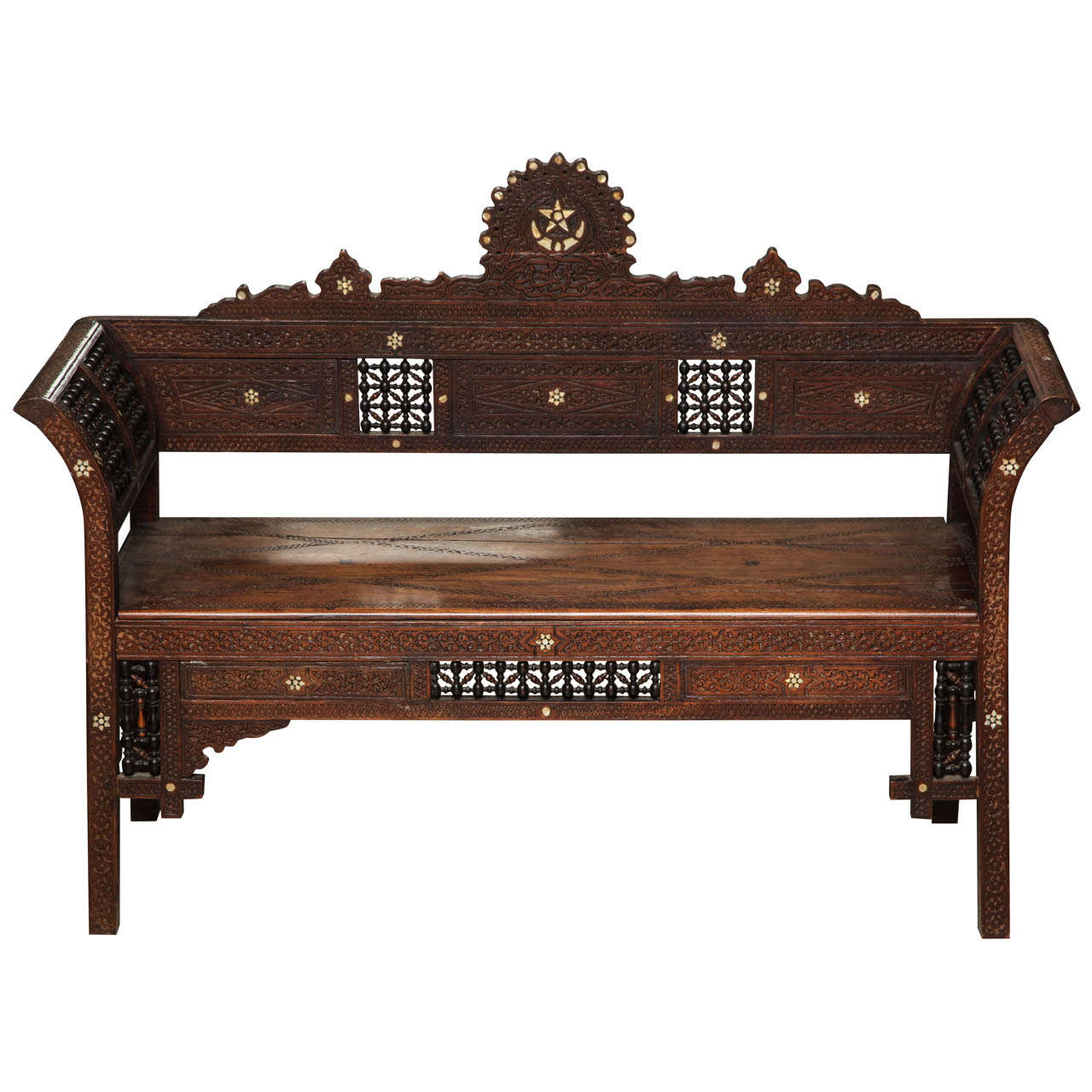 Banc en bois exotique du 19ème siècle