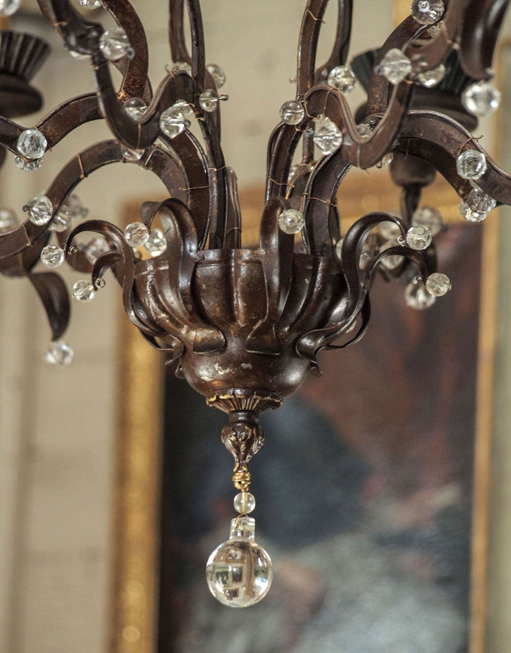 Vintage French Iron Chandelier In Excellent Condition In New Orleans, LA