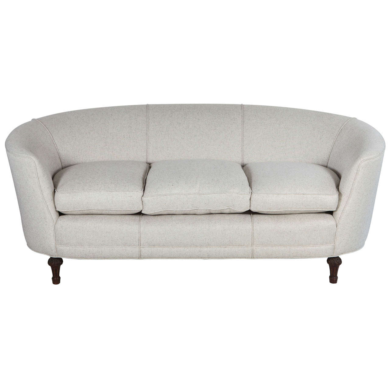 Oval Back Curved Sofa in Cream Linen