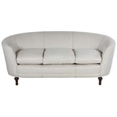 Oval Back Curved Sofa in Cream Linen