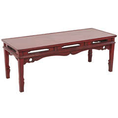 Red Lacquer Chinese Bench / Coffee Table