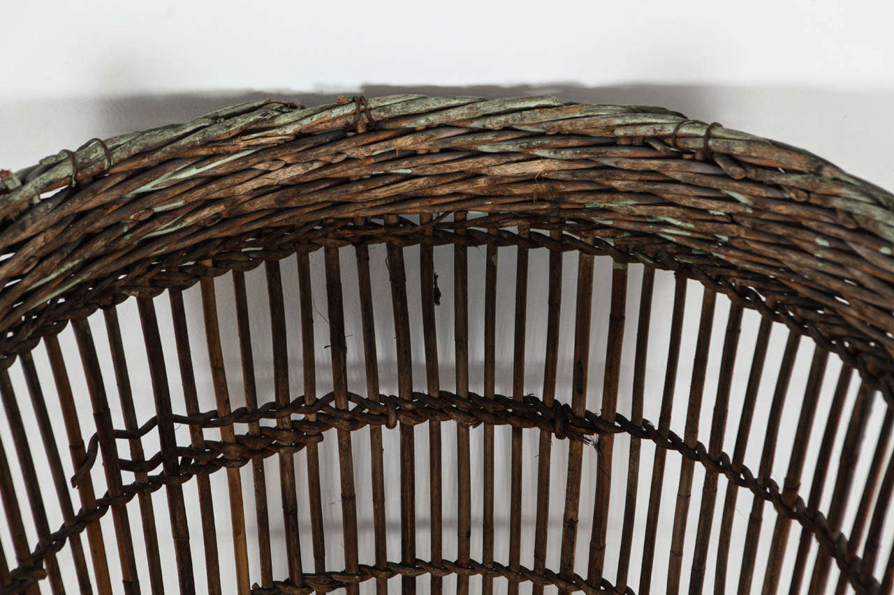 Mid-20th Century Rustic Large Scale Reed Basket