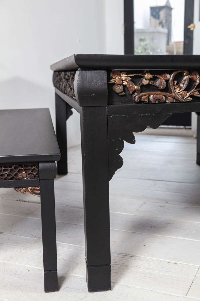 Carved Oriental Table and Benches 2